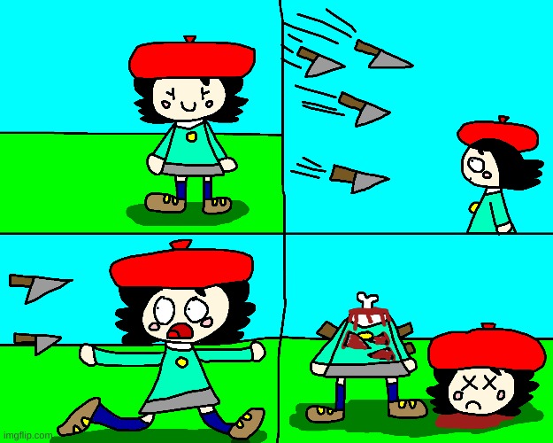 Run away from the knifes Adeleine | image tagged in kirby,knife,adeleine,gore,blood,funny | made w/ Imgflip meme maker