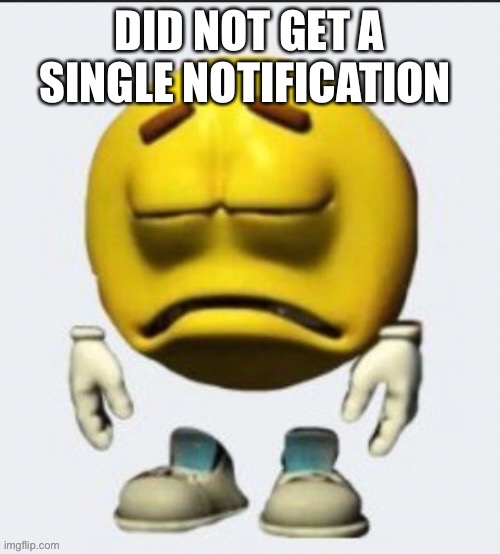 Lazy meme but I’m still lonely | DID NOT GET A SINGLE NOTIFICATION | image tagged in sad emoji boi,balls | made w/ Imgflip meme maker