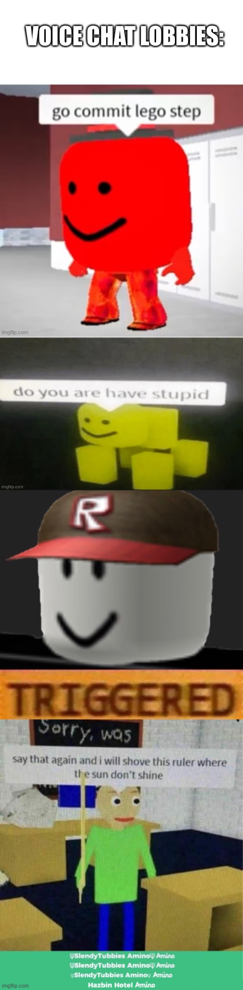 Why u reading the title? | VOICE CHAT LOBBIES: | image tagged in memes,blank transparent square,roblox,fresh memes | made w/ Imgflip meme maker