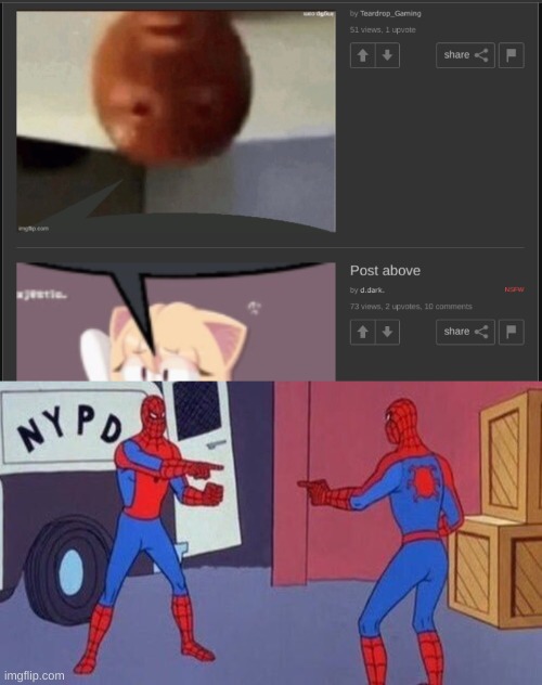 image tagged in spiderman pointing at spiderman | made w/ Imgflip meme maker