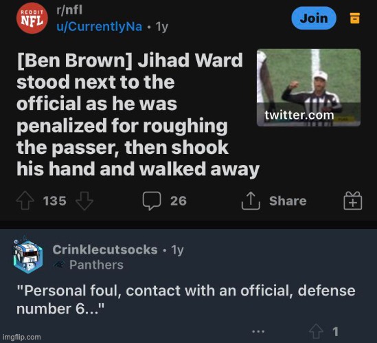 Cursed contact penalty (this was unfeatured because it's not dark enough) | image tagged in nfl,reddit,memes,dark humor,comments,cursed | made w/ Imgflip meme maker
