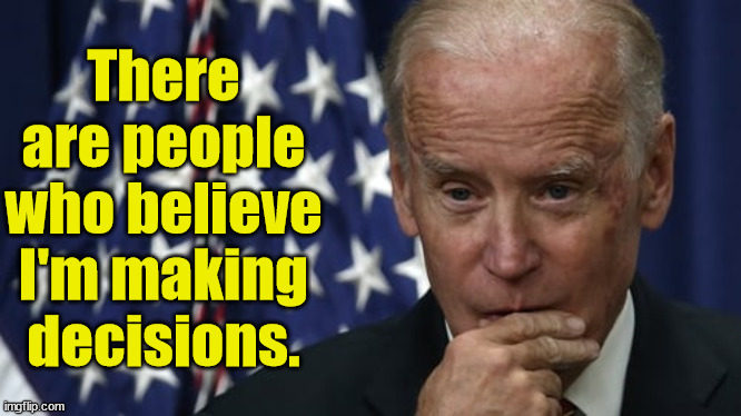 biden considering telling the truth. | There are people who believe I'm making decisions. | image tagged in biden considering telling the truth | made w/ Imgflip meme maker