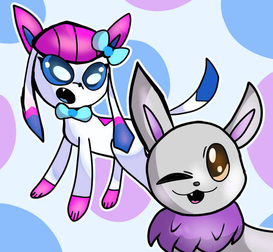 High Quality sylceon and mewvee drawn by empressvee Blank Meme Template