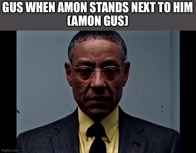 Gus Fring Flashback | GUS WHEN AMON STANDS NEXT TO HIM
(AMON GUS) | image tagged in gus fring flashback | made w/ Imgflip meme maker