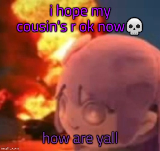 cousins* aododisjsidoadisisndjd8syd | i hope my cousin's r ok now💀; how are yall | image tagged in msmg | made w/ Imgflip meme maker