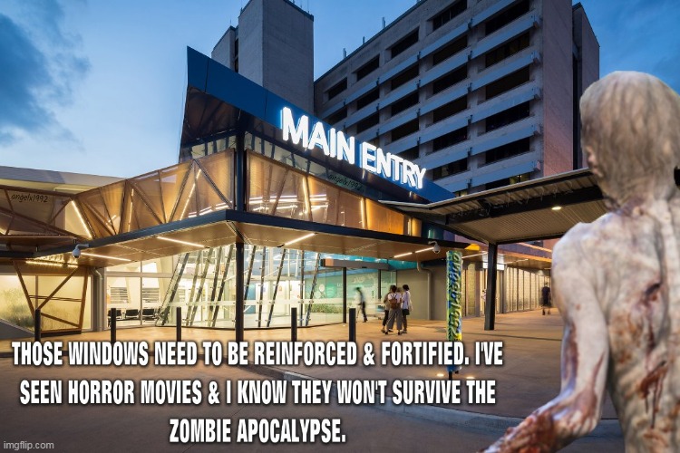 image tagged in zombies,hospitals,windows,the walking dead,walkers,zombie apocalypse | made w/ Imgflip meme maker