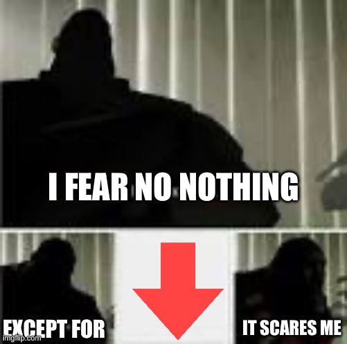 Every memers fear | I FEAR NO NOTHING; EXCEPT FOR; IT SCARES ME | image tagged in nothing scares me but that thing | made w/ Imgflip meme maker