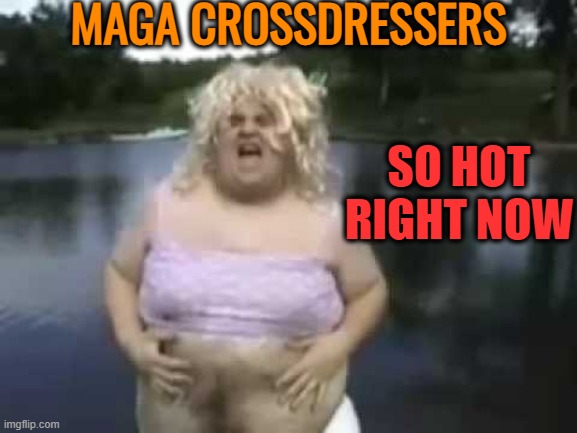 Fat Man in a Wig | MAGA CROSSDRESSERS SO HOT RIGHT NOW | image tagged in fat man in a wig | made w/ Imgflip meme maker