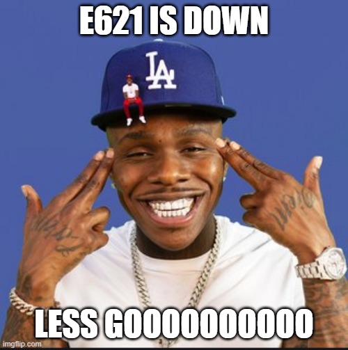 Baby On Baby Album Cover Dababy | E621 IS DOWN; LESS GOOOOOOOOOO | image tagged in baby on baby album cover dababy | made w/ Imgflip meme maker