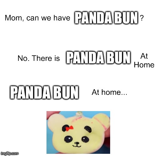 Mom can we have panda bun |  PANDA BUN; PANDA BUN; PANDA BUN | image tagged in mom can we have | made w/ Imgflip meme maker
