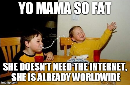 Introducing The InterMama | YO MAMA SO FAT SHE DOESN'T NEED THE INTERNET, SHE IS ALREADY WORLDWIDE | image tagged in memes,yo mamas so fat | made w/ Imgflip meme maker