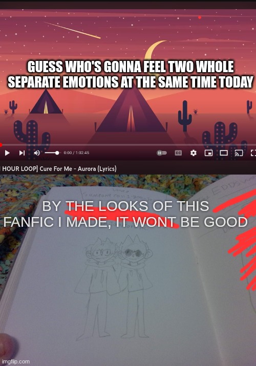 i write cringe fanfictions (just tom/tord and edd/matt in the same fic, not my first time) | GUESS WHO'S GONNA FEEL TWO WHOLE SEPARATE EMOTIONS AT THE SAME TIME TODAY; BY THE LOOKS OF THIS FANFIC I MADE, IT WONT BE GOOD | image tagged in eddsworld,kill me now,fanfiction,feel two emotions at the same time,stop reading the tags,look at all these tags | made w/ Imgflip meme maker