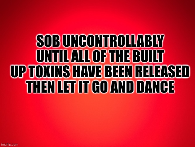 Red Background | SOB UNCONTROLLABLY UNTIL ALL OF THE BUILT UP TOXINS HAVE BEEN RELEASED THEN LET IT GO AND DANCE | image tagged in red background | made w/ Imgflip meme maker