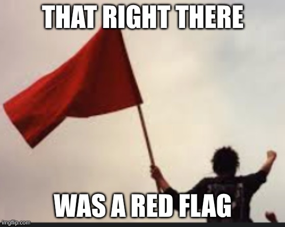 that was a red flag | THAT RIGHT THERE WAS A RED FLAG | image tagged in that was a red flag | made w/ Imgflip meme maker