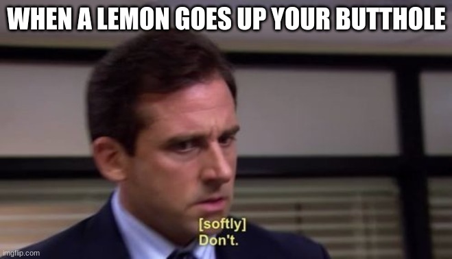 help it happened twice | WHEN A LEMON GOES UP YOUR BUTTHOLE | image tagged in michael scott dont | made w/ Imgflip meme maker