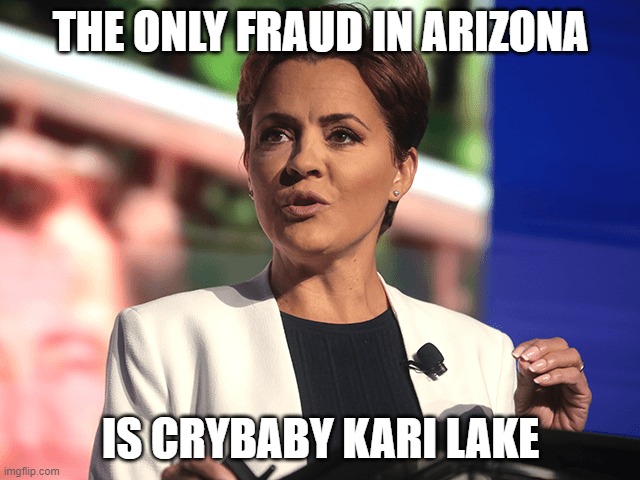 kari lake | THE ONLY FRAUD IN ARIZONA; IS CRYBABY KARI LAKE | image tagged in kari lake | made w/ Imgflip meme maker