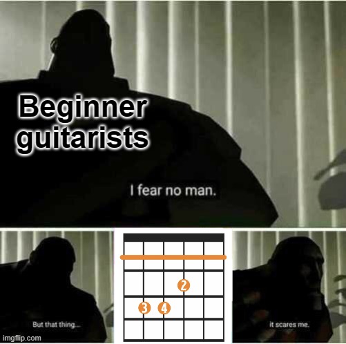 I fear no man | Beginner guitarists | image tagged in i fear no man | made w/ Imgflip meme maker