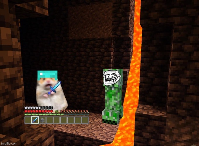 When you turn around after a while mining: | image tagged in minecraft creeper,minecraft,gaming,memes,funny,relatable memes | made w/ Imgflip meme maker