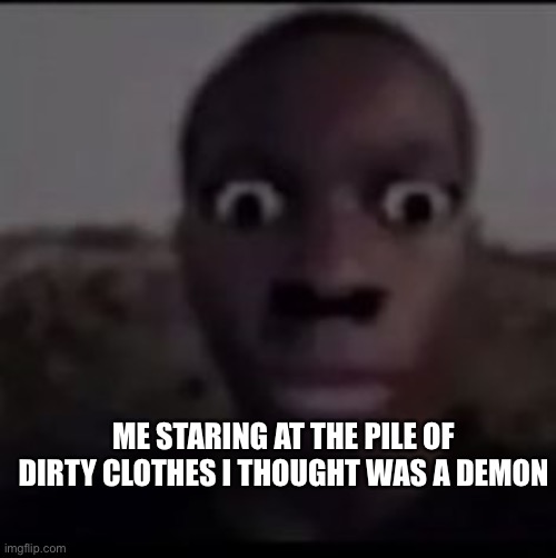 do i even have to explain? | ME STARING AT THE PILE OF DIRTY CLOTHES I THOUGHT WAS A DEMON | image tagged in scared | made w/ Imgflip meme maker