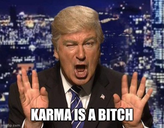 Alec Baldwin Donald Trump | KARMA IS A BITCH | image tagged in alec baldwin donald trump | made w/ Imgflip meme maker
