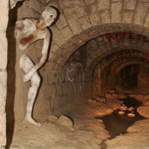 SCP-106 HAS BREACHED CONTAINMENT, ALL PERSONNEL ARE ADVISED TO EVACUATE IMMEDIATELY | image tagged in scp,scp-106,paris catacombs | made w/ Imgflip meme maker