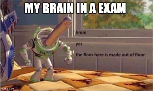 Why I studied for hours | MY BRAIN IN A EXAM | image tagged in hmm yes the floor here is made out of floor | made w/ Imgflip meme maker