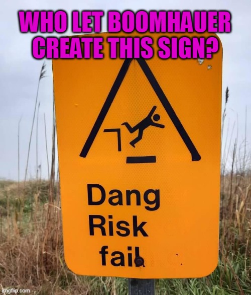 WHO LET BOOMHAUER CREATE THIS SIGN? | image tagged in memes,humor,signs | made w/ Imgflip meme maker