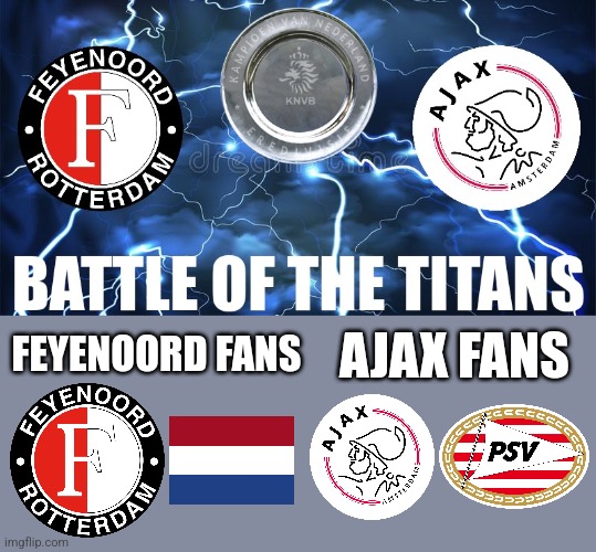 Feyenoord vs Ajax 2023 meme | AJAX FANS; FEYENOORD FANS | image tagged in feyenoord,ajax,de klassieker,eredivisie,holland,voetball | made w/ Imgflip meme maker