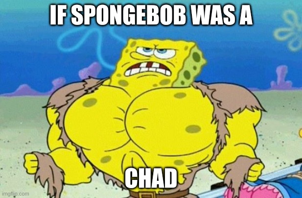 spongebob buffpants | IF SPONGEBOB WAS A; CHAD | image tagged in spongebob buffpants | made w/ Imgflip meme maker