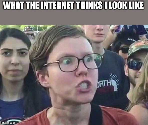 Triggered Liberal | WHAT THE INTERNET THINKS I LOOK LIKE | image tagged in triggered liberal | made w/ Imgflip meme maker