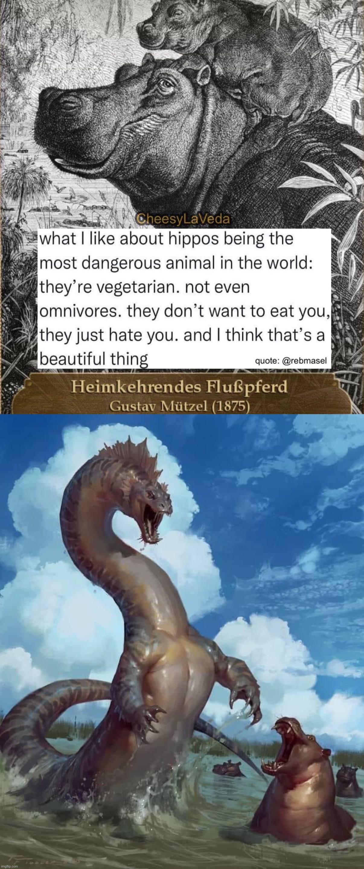 image tagged in hippos hate you,hippos and dino | made w/ Imgflip meme maker