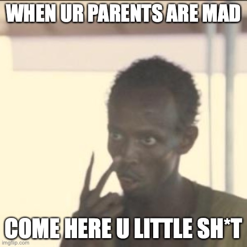 Look At Me | WHEN UR PARENTS ARE MAD; COME HERE U LITTLE SH*T | image tagged in memes,look at me | made w/ Imgflip meme maker