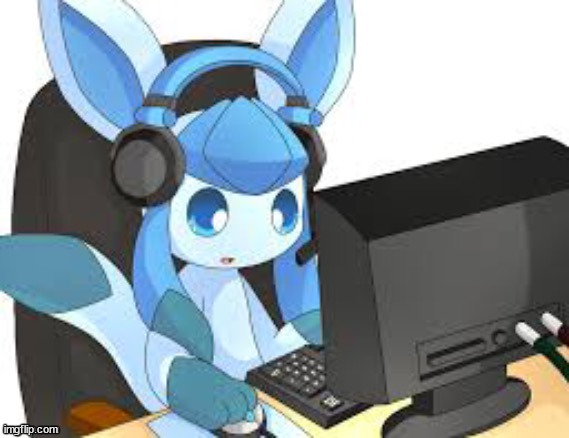 gaming glaceon | image tagged in gaming glaceon | made w/ Imgflip meme maker
