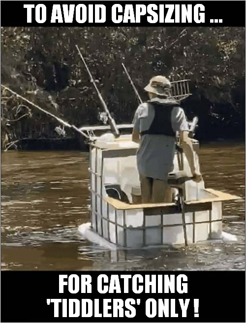 DIY Fishing Craft ! |  TO AVOID CAPSIZING ... FOR CATCHING 'TIDDLERS' ONLY ! | image tagged in fun,fishing,diy,craft | made w/ Imgflip meme maker