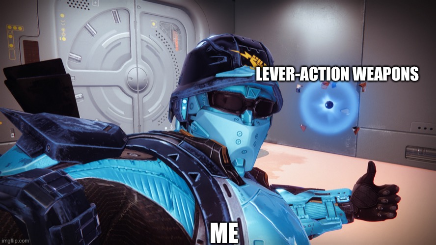 I need help. Mentally. | LEVER-ACTION WEAPONS; ME | image tagged in guardian selfie,destiny 2 | made w/ Imgflip meme maker