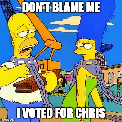 Don't blame me I voted for Chris | DON'T BLAME ME; I VOTED FOR CHRIS | image tagged in kodos | made w/ Imgflip meme maker