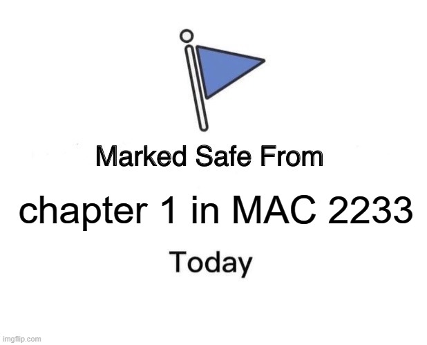 Marked Safe From | chapter 1 in MAC 2233 | image tagged in memes,marked safe from | made w/ Imgflip meme maker