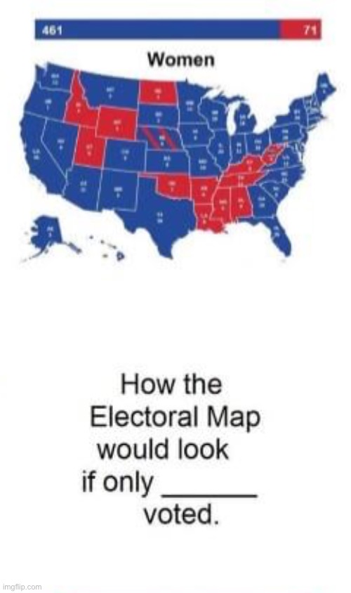 U.S. Electoral College if only women voted | image tagged in u s electoral college if only women voted | made w/ Imgflip meme maker