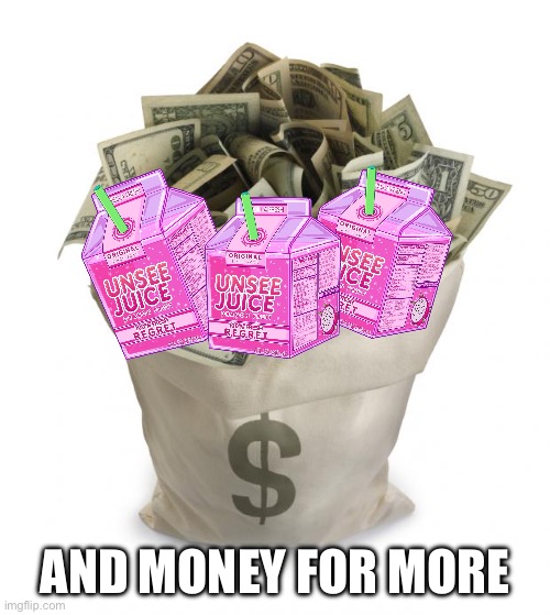 Bag of money | AND MONEY FOR MORE | image tagged in bag of money | made w/ Imgflip meme maker