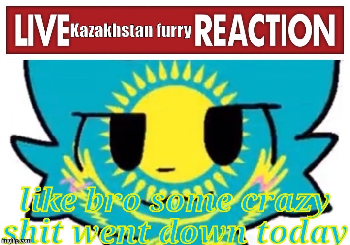 live kazakhstan furry reaction | like bro some crazy shit went down today | image tagged in live kazakhstan furry reaction | made w/ Imgflip meme maker