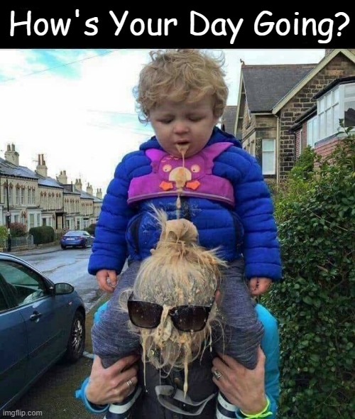At least she wasn't looking up! | How's Your Day Going? | image tagged in fun,eww,it could be worse,parenting,hard work,lol | made w/ Imgflip meme maker