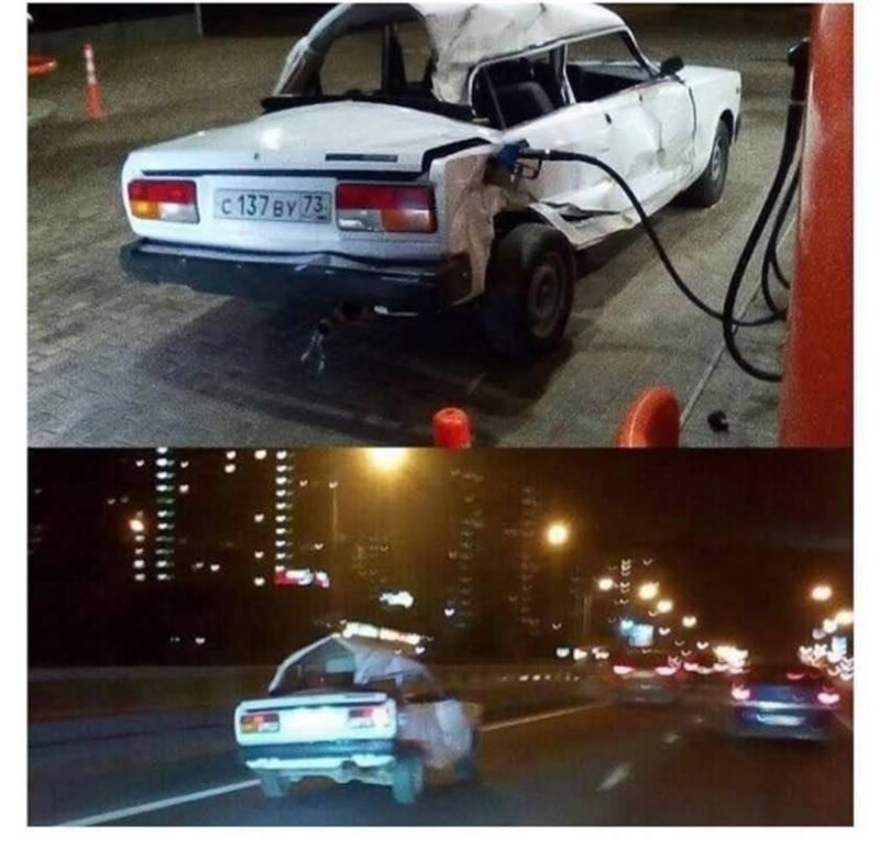 car wrecked gas pump Blank Meme Template