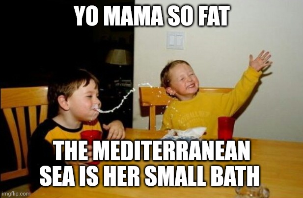 Well was the bath good? | YO MAMA SO FAT; THE MEDITERRANEAN SEA IS HER SMALL BATH | image tagged in memes,yo mamas so fat | made w/ Imgflip meme maker
