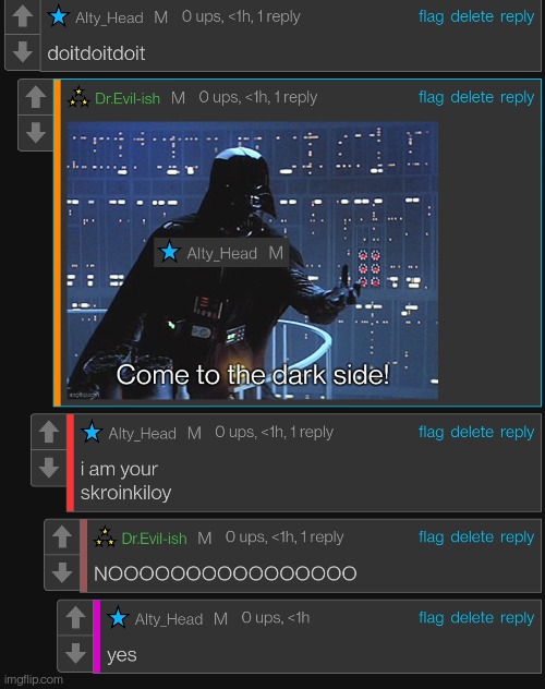 Just average imgflip enjoyers making star wars references | made w/ Imgflip meme maker