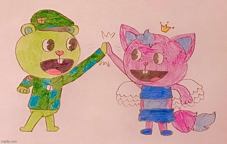 the | image tagged in flippy and kitty drawn by tazy | made w/ Imgflip meme maker