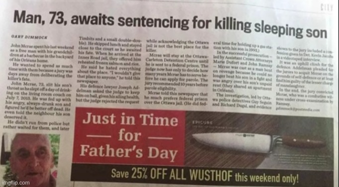 Happy Fathers Day! | image tagged in newspaper,fail,crappy design | made w/ Imgflip meme maker