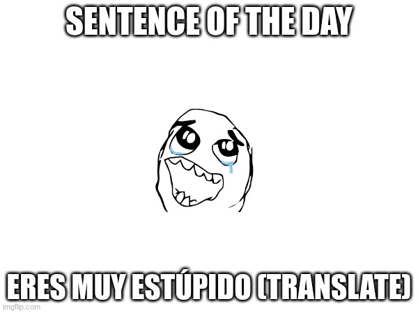 i hope this sentence makes you happy! | SENTENCE OF THE DAY; ERES MUY ESTÚPIDO (TRANSLATE) | made w/ Imgflip meme maker
