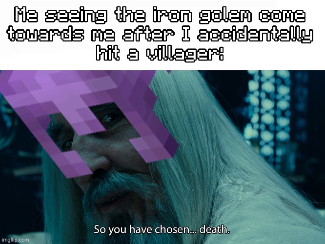 So you have chosen… death..? | image tagged in so you have chosen death,memes,repost,funny,minecraft memes,minecraft | made w/ Imgflip meme maker