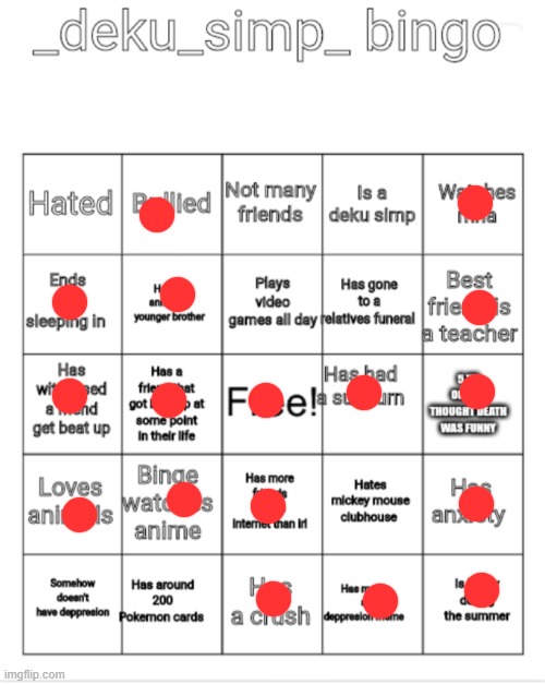 _deku_simp_ bingo | image tagged in _deku_simp_ bingo | made w/ Imgflip meme maker