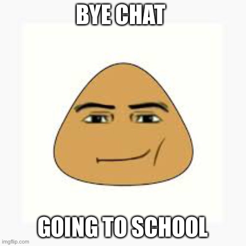 pou man face | BYE CHAT; GOING TO SCHOOL | image tagged in pou man face | made w/ Imgflip meme maker